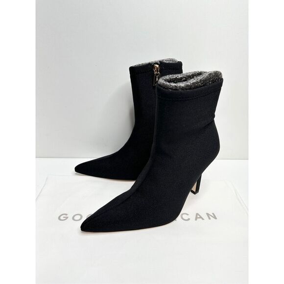 Good American Booties Size 5.5 High Kickstand Black Pointed Toe Neoprene Boot - Picture 3 of 10